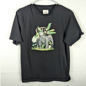 Jim Thompson x Mahanakhon M Elephant Graphic T-Shirt Black Cotton Thailand